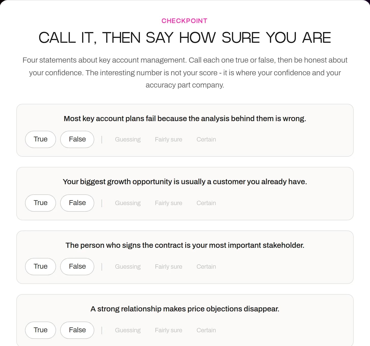 An interactive lesson checkpoint